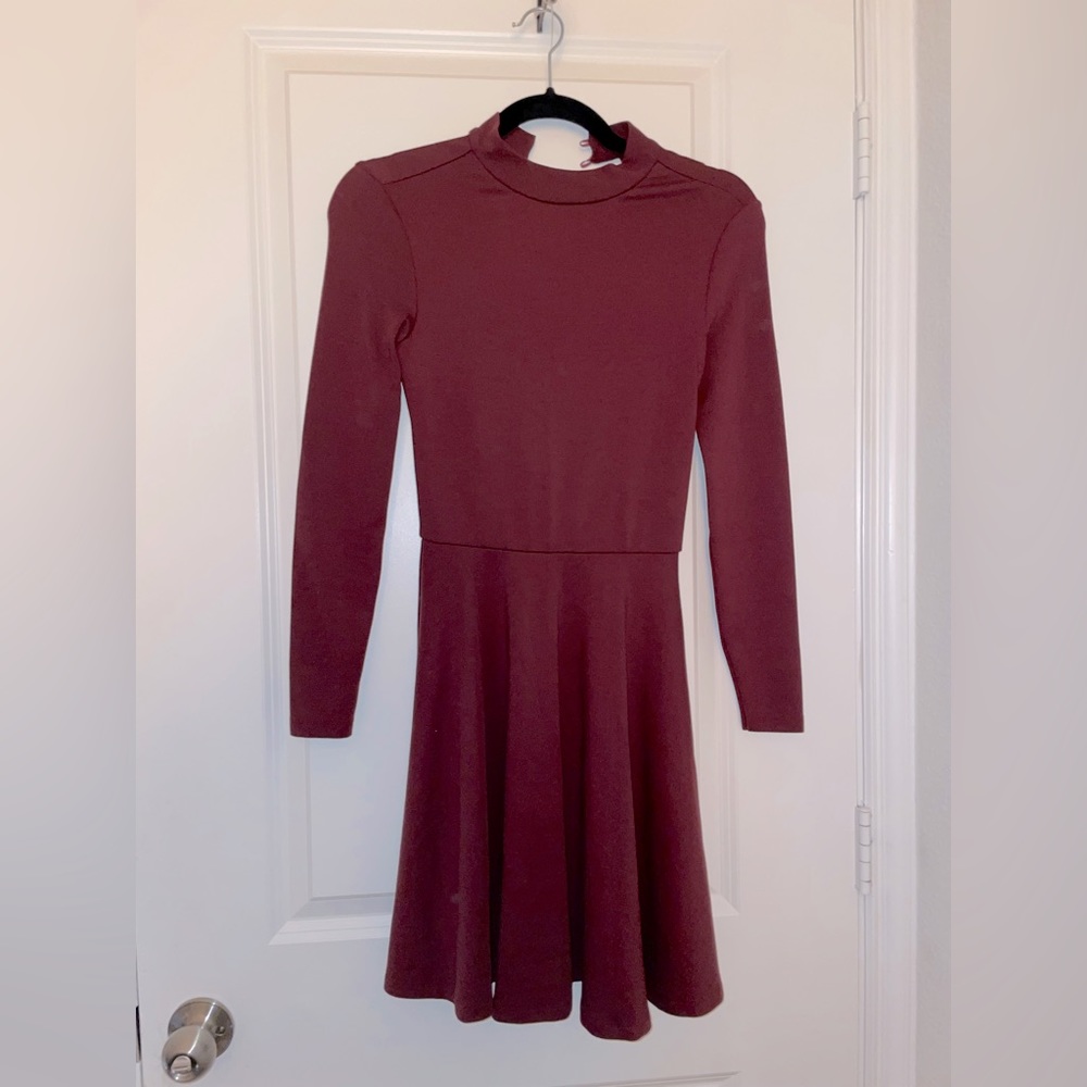 American Apparel maroon backless skater dress